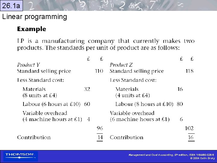 26. 1 a Linear programming © 2000 Colin Drury Management and Cost Accounting, 6