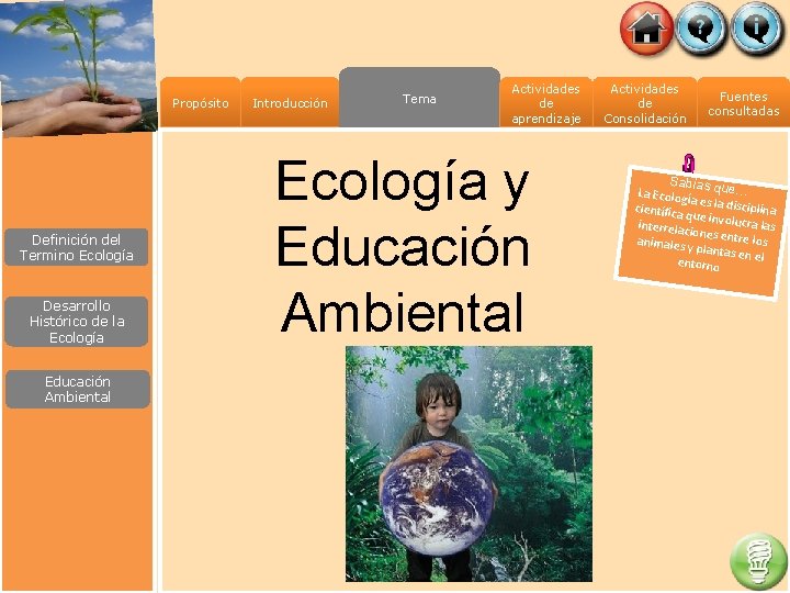 Propósito Definición del Termino Ecología Desarrollo Histórico de la Ecología Educación Ambiental Introducción Tema