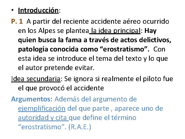  • Introducción: P. 1 A partir del reciente accidente aéreo ocurrido en los