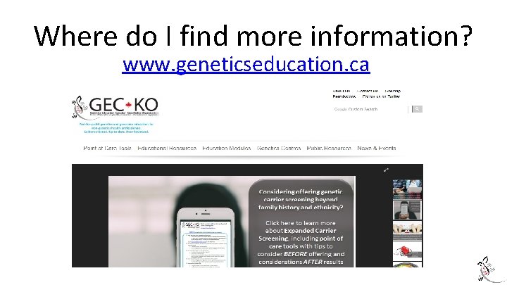 Where do I find more information? www. geneticseducation. ca 