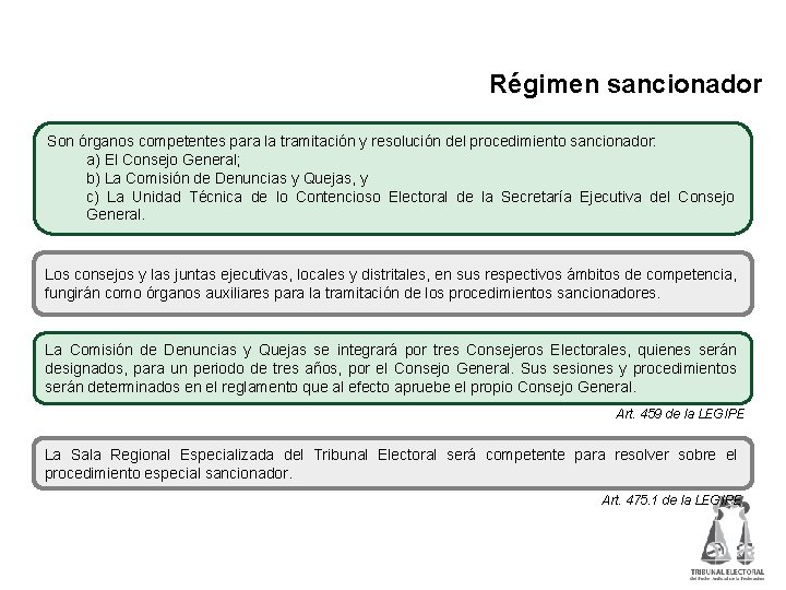 Régimen sancionador Son órganos competentes para la tramitación y resolución del procedimiento sancionador: a)