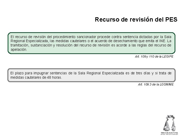 Recurso de revisión del PES El recurso de revisión del procedimiento sancionador procede contra