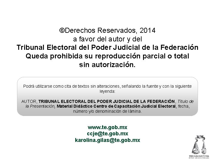 ©Derechos Reservados, 2014 a favor del autor y del Tribunal Electoral del Poder Judicial