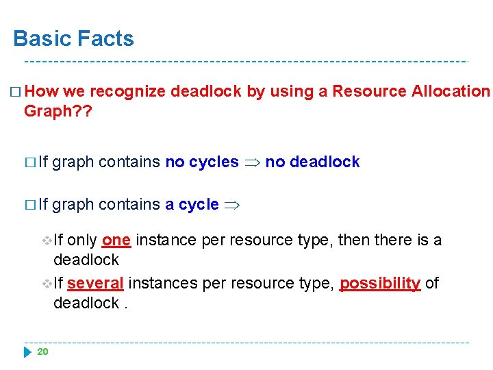 Basic Facts � How we recognize deadlock by using a Resource Allocation Graph? ?