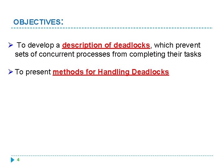 OBJECTIVES: Ø To develop a description of deadlocks, which prevent sets of concurrent processes