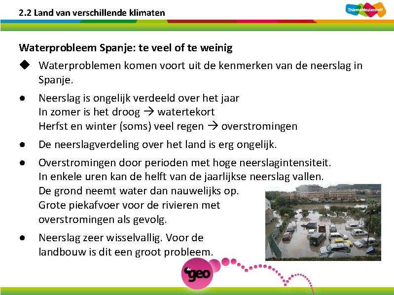 2. 2 Land van verschillende klimaten Waterprobleem Spanje: te veel of te weinig u