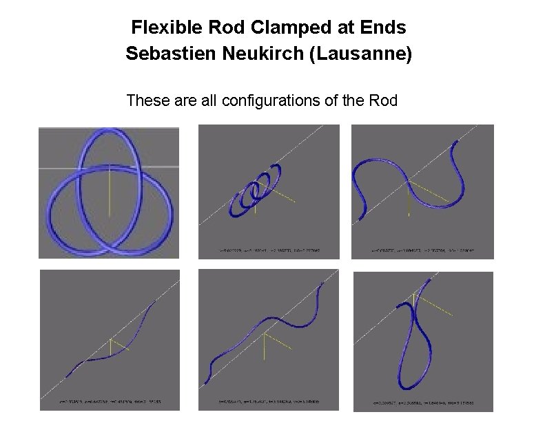 Flexible Rod Clamped at Ends Sebastien Neukirch (Lausanne) These are all configurations of the