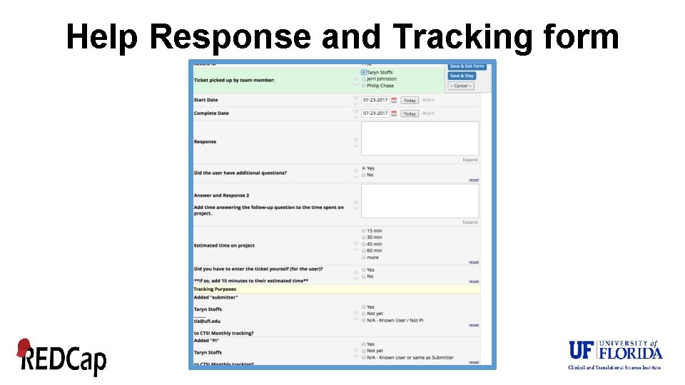 Help Response and Tracking form 