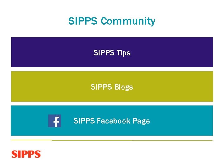 SIPPS Community SIPPS Tips SIPPS Blogs SIPPS Facebook Page 