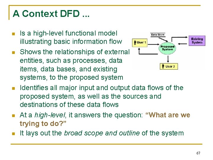A Context DFD. . . n n n Is a high-level functional model illustrating