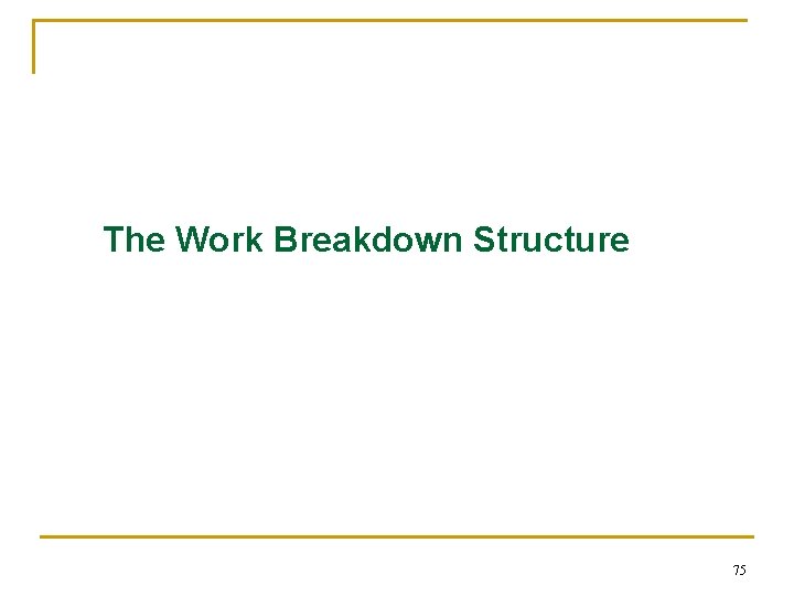 The Work Breakdown Structure 75 