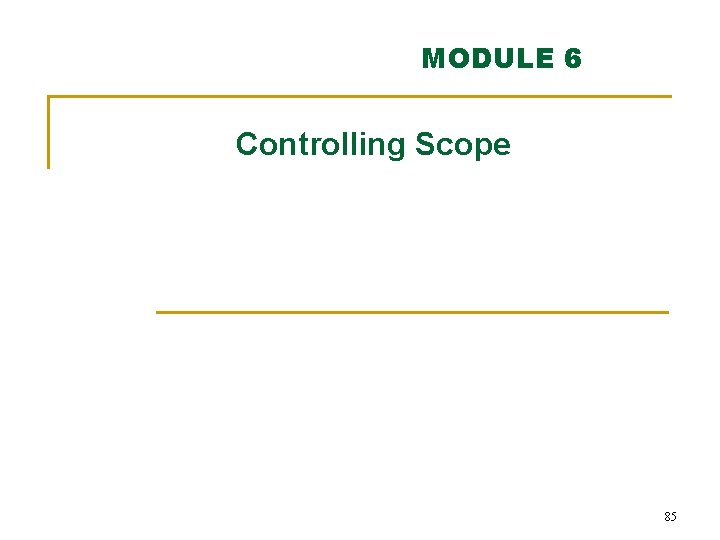 MODULE 6 Controlling Scope 85 