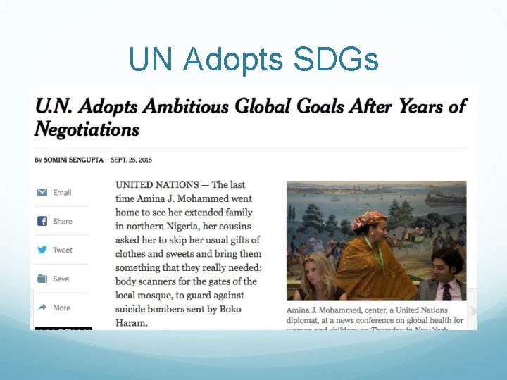 UN Adopts SDGs UN Adopts SDGs