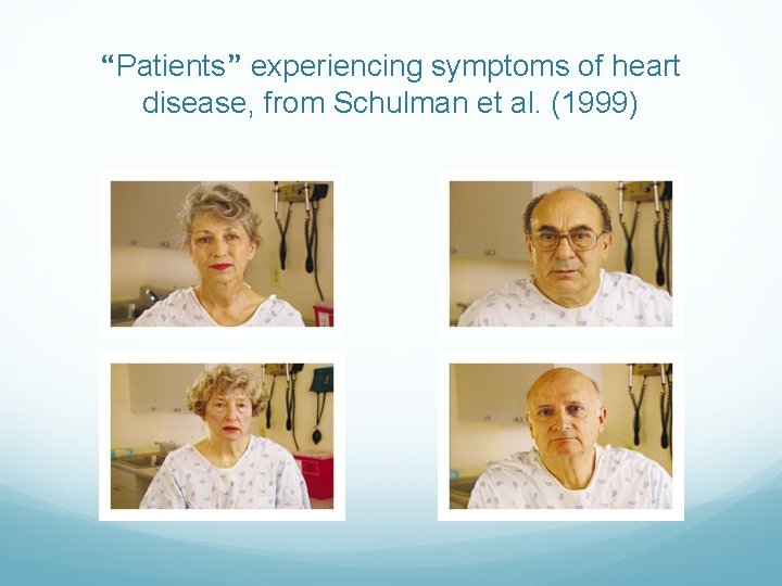 “Patients” experiencing symptoms of heart disease, from Schulman et al. (1999) 