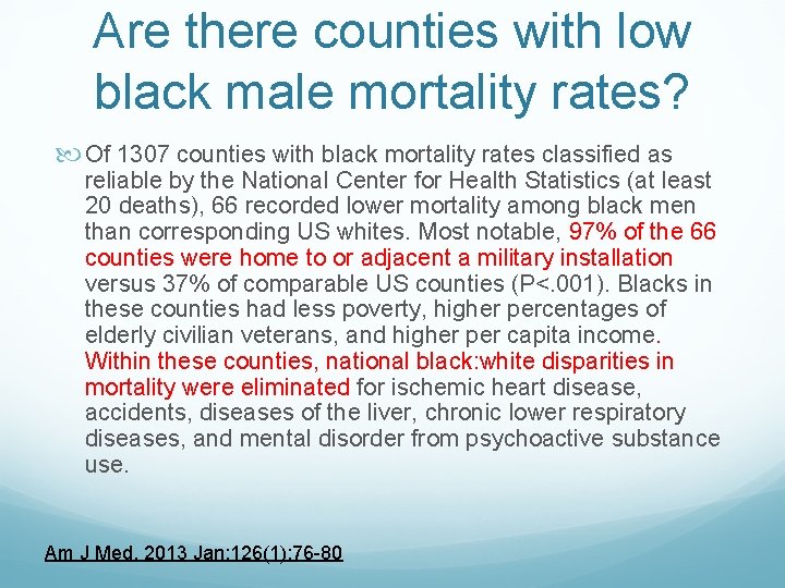 Are there counties with low black male mortality rates? Of 1307 counties with black