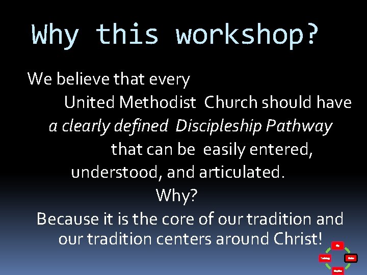 Why this workshop? We believe that every United Methodist Church should have a clearly