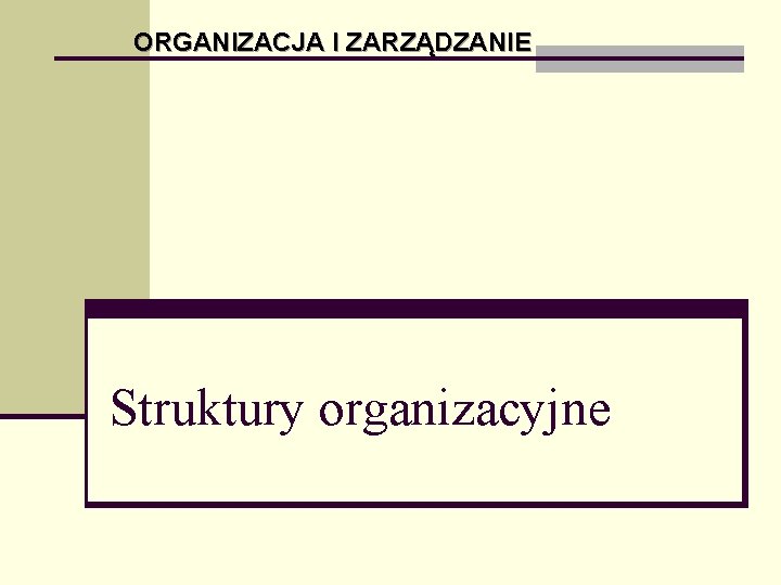 ORGANIZACJA I ZARZĄDZANIE Struktury organizacyjne 