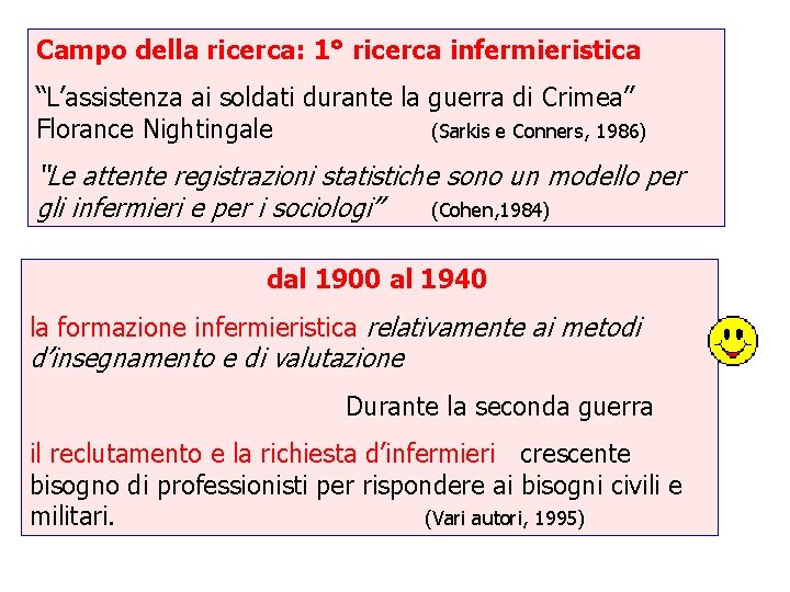 Campo della ricerca: 1° ricerca infermieristica “L’assistenza ai soldati durante la guerra di Crimea”