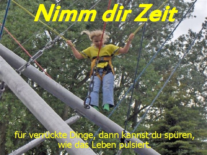 Nimm dir Zeit für verrückte Dinge, dann kannst du spüren, wie das Leben pulsiert.