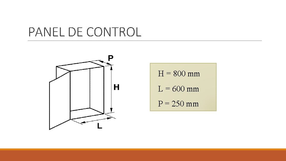 PANEL DE CONTROL H = 800 mm L = 600 mm P = 250