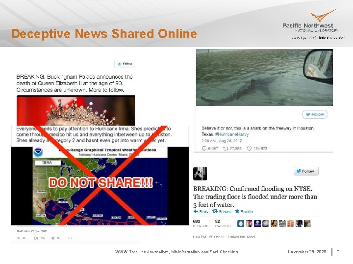 Deceptive News Shared Online WWW Track on Journalism, Misinformation and Fact-Checking November 25, 2020