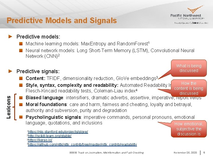 Predictive Models and Signals Predictive models: Machine learning models: Max. Entropy and Random. Forest