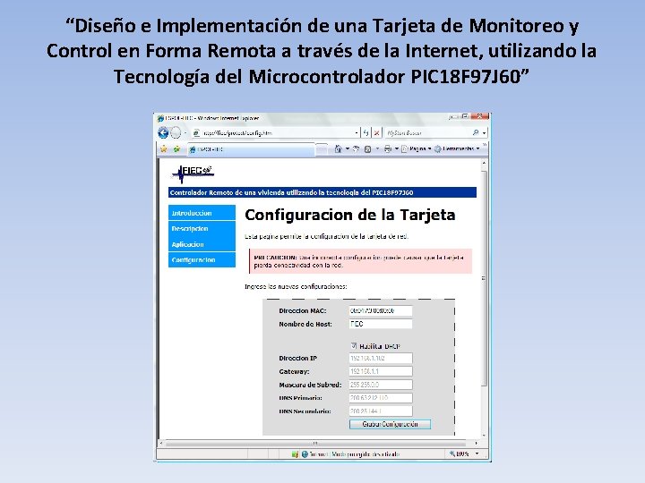 “Diseño e Implementación de una Tarjeta de Monitoreo y Control en Forma Remota a