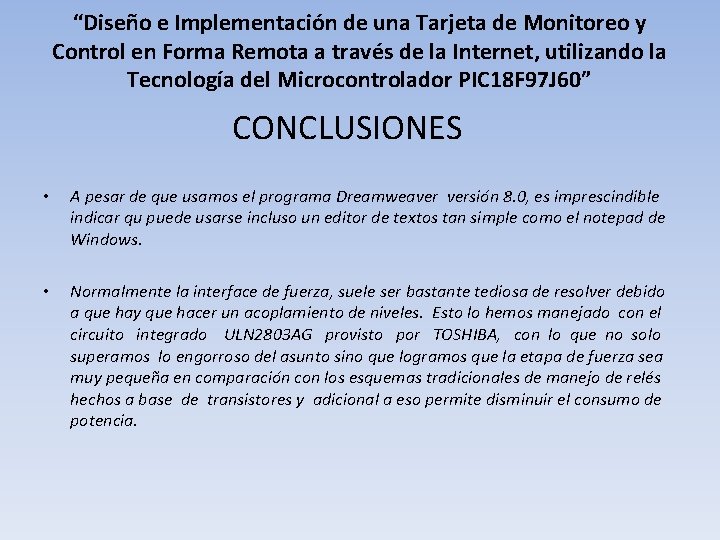 “Diseño e Implementación de una Tarjeta de Monitoreo y Control en Forma Remota a