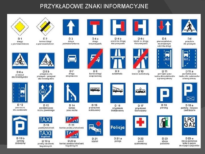 PRZYKŁADOWE ZNAKI INFORMACYJNE 