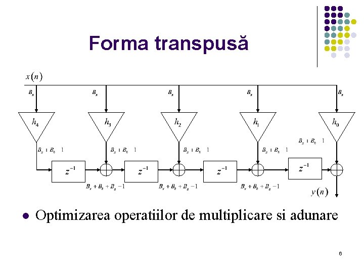 Forma transpusă l Optimizarea operatiilor de multiplicare si adunare 6 