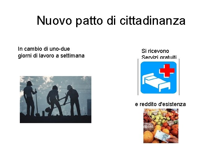 Nuovo patto di cittadinanza In cambio di uno-due giorni di lavoro a settimana Si