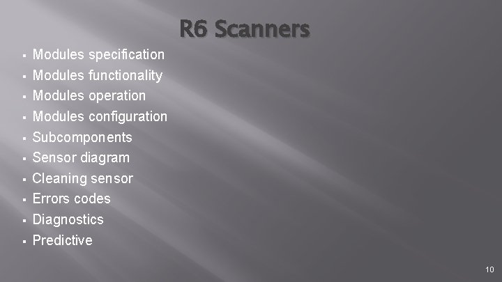 § § § § § Modules specification Modules functionality Modules operation Modules configuration Subcomponents