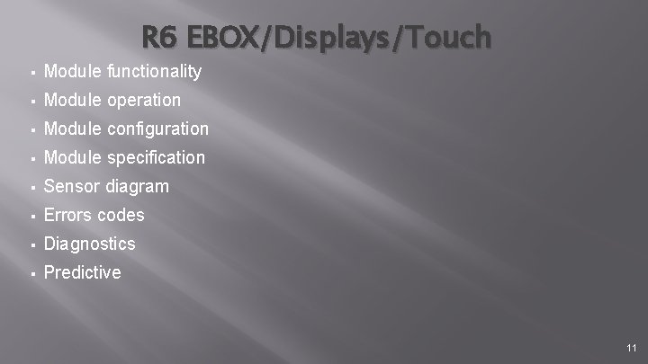 R 6 EBOX/Displays/Touch § Module functionality § Module operation § Module configuration § Module