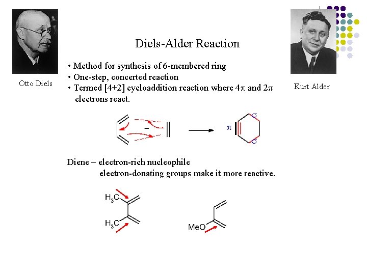 Diels-Alder Reaction Otto Diels • Method for synthesis of 6 -membered ring • One-step,