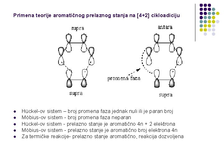 Primena teorije aromatičnog prelaznog stanja na 4+2 cikloadiciju l l l Hückel-ov sistem –