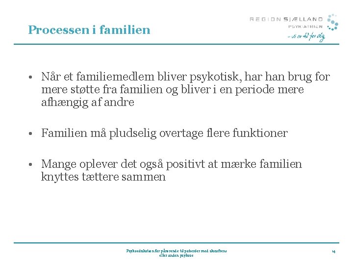 Processen i familien • Når et familiemedlem bliver psykotisk, har han brug for mere Processen i familien • Når et familiemedlem bliver psykotisk, har han brug for mere