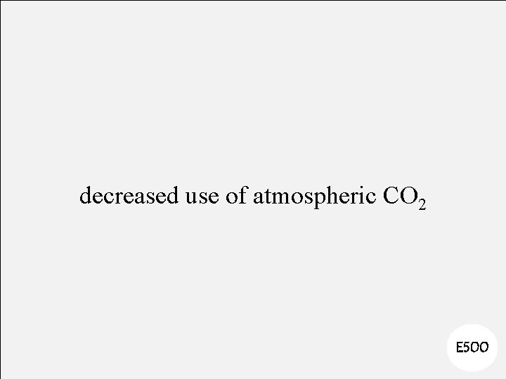 decreased use of atmospheric CO 2 E 500 