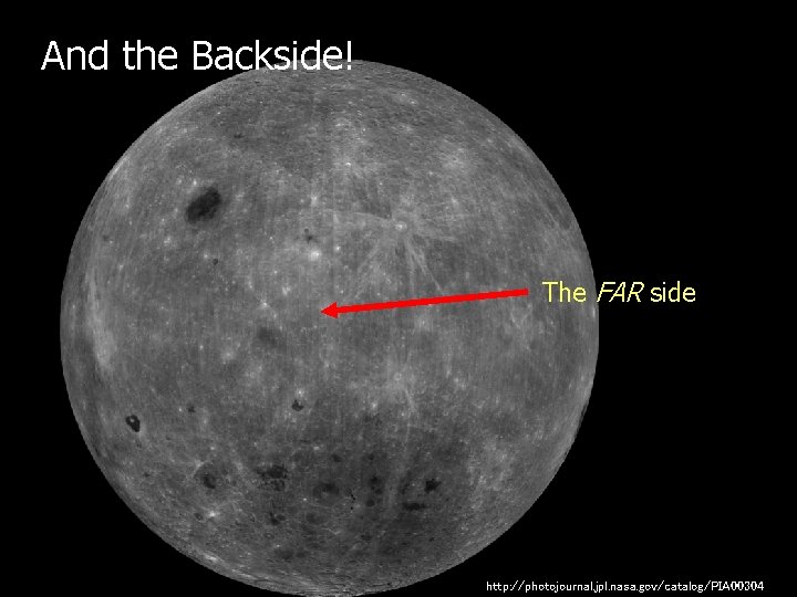 And the Backside! The FAR side http: //photojournal. jpl. nasa. gov/catalog/PIA 00304 