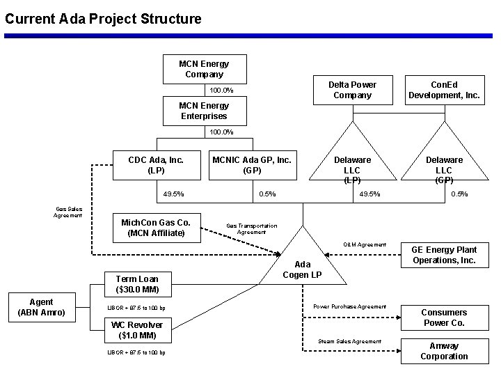 Current Ada Project Structure MCN Energy Company 100. 0% Delta Power Company Con. Ed