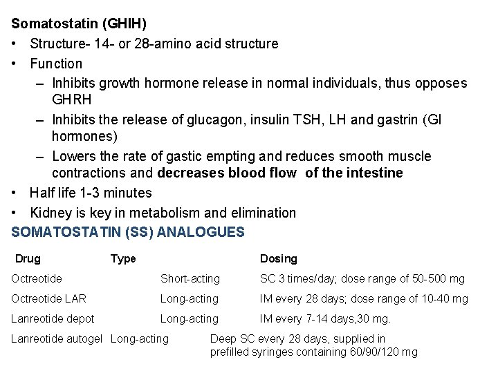 Somatostatin (GHIH) • Structure- 14 - or 28 -amino acid structure • Function – Somatostatin (GHIH) • Structure- 14 - or 28 -amino acid structure • Function –