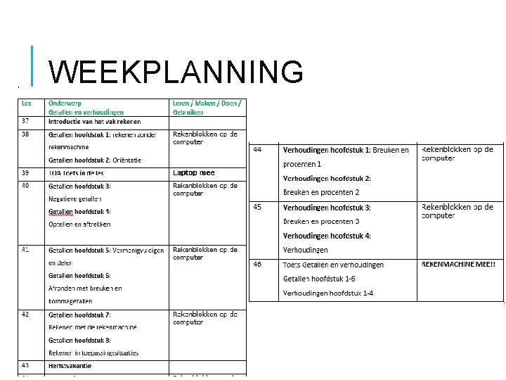 WEEKPLANNING 