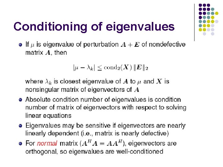 Conditioning of eigenvalues 