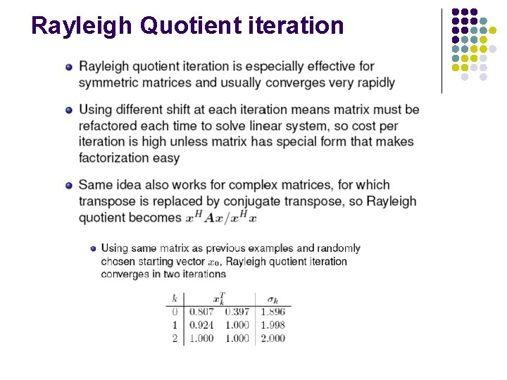 Rayleigh Quotient iteration 