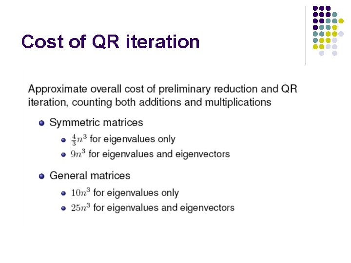 Cost of QR iteration 