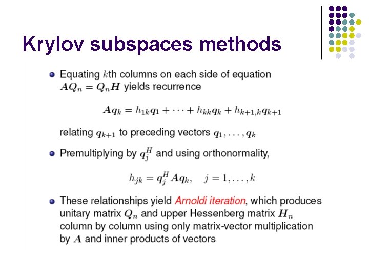 Krylov subspaces methods 