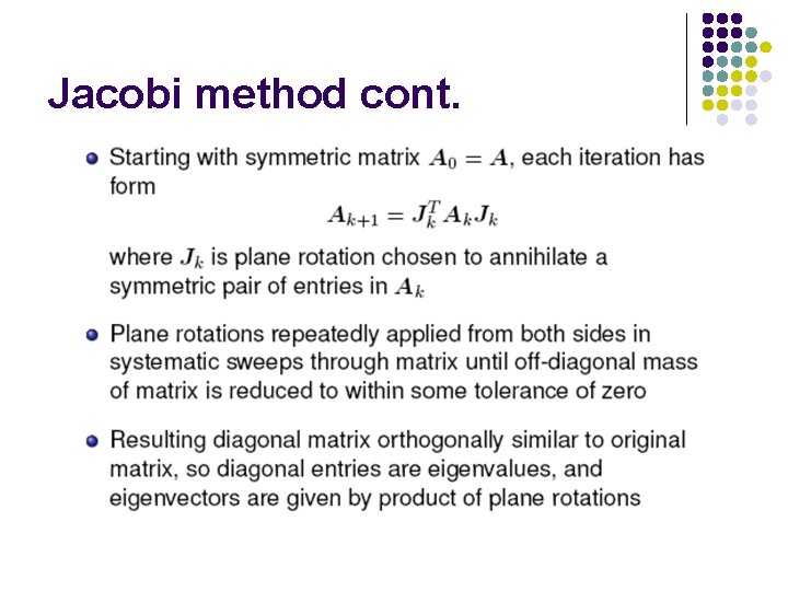 Jacobi method cont. 