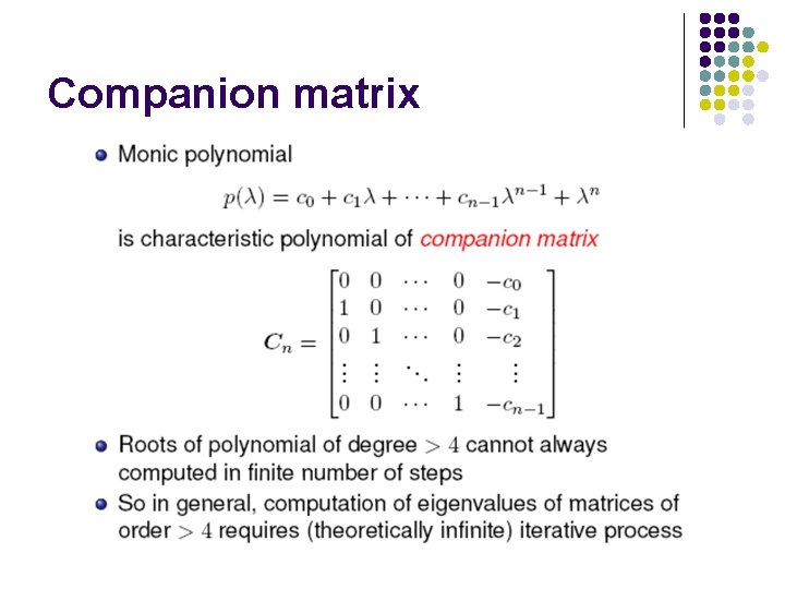 Companion matrix 