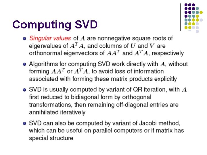 Computing SVD 