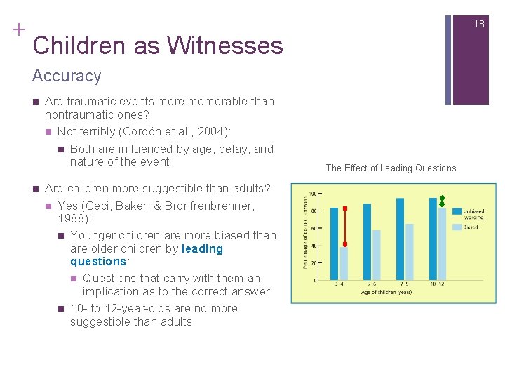 + 18 Children as Witnesses Accuracy n n Are traumatic events more memorable than