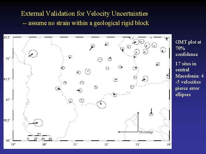 External Validation for Velocity Uncertainties -- assume no strain within a geological rigid block